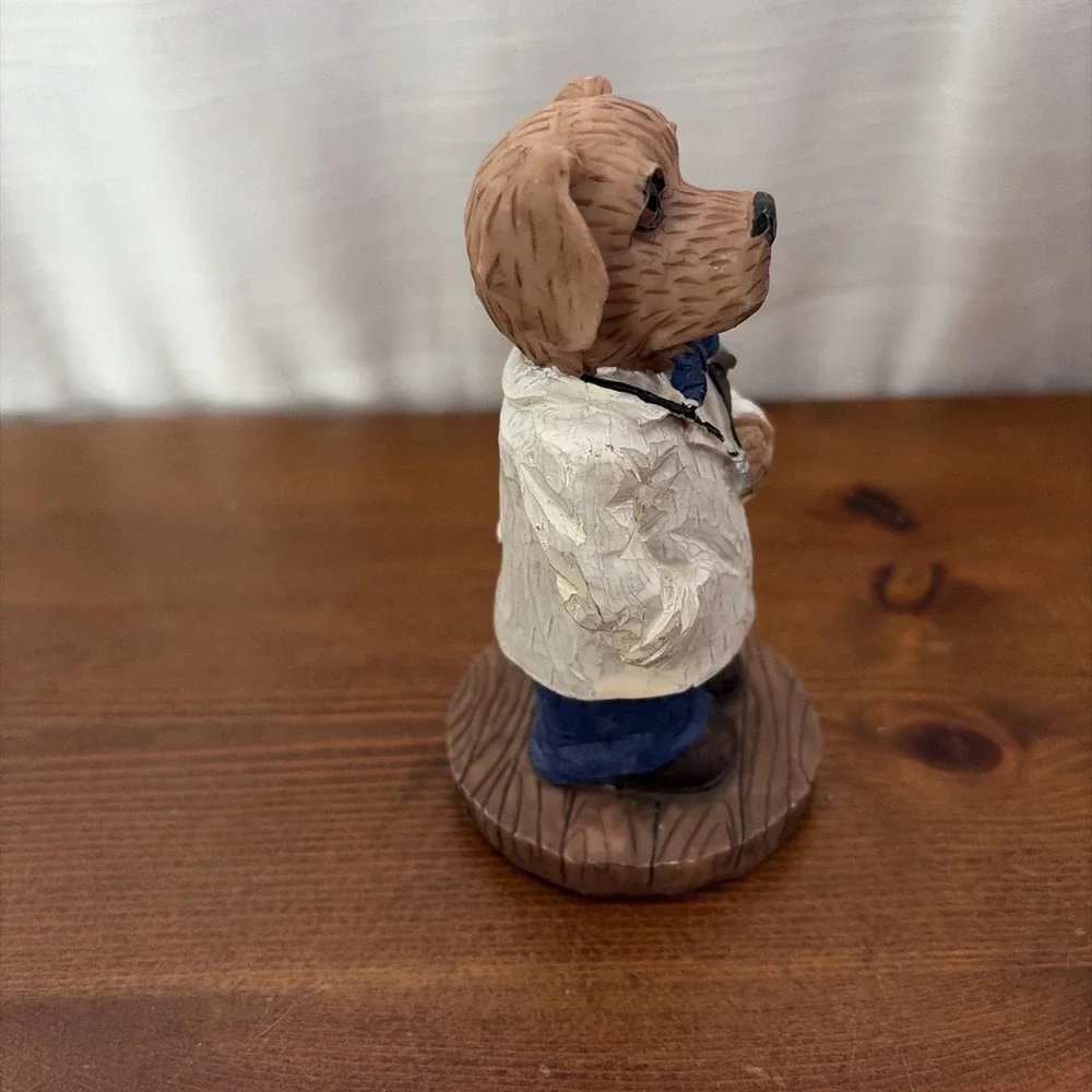 Vintage Resin Dog Figurine Wearing Doctor's Uniforme White Coat Doggy